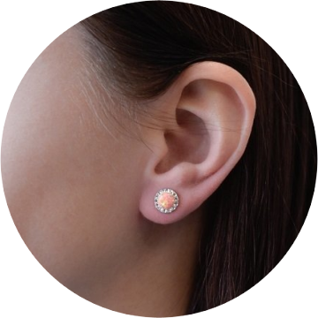 12599 Stříbrné náušnice pecky s oranžovým syntetickým opálem a krystaly Swarovski 31217.1+